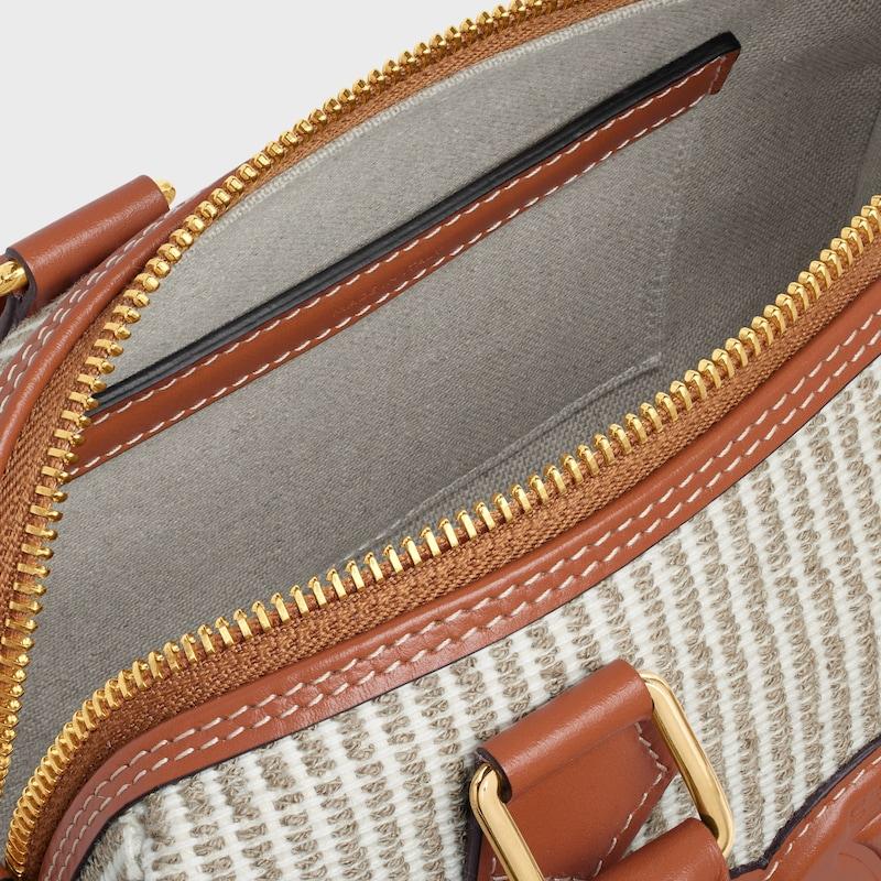 Celine BOLSO BOSTON PEQUEÑO DE TEJIDO DE RAYAS Y PIEL DE BECERRO
