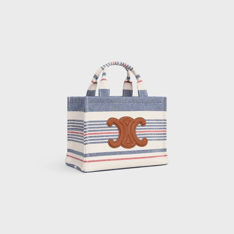 Celine Bolso Cabas Thais De TEJIDO DE RAYAS Y PIEL DE BECERRO