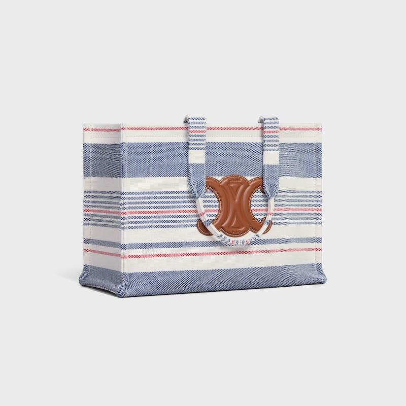 Celine Bolso Cabas Thais Grande De TEJIDO DE RAYAS Y PIEL DE BECERRO