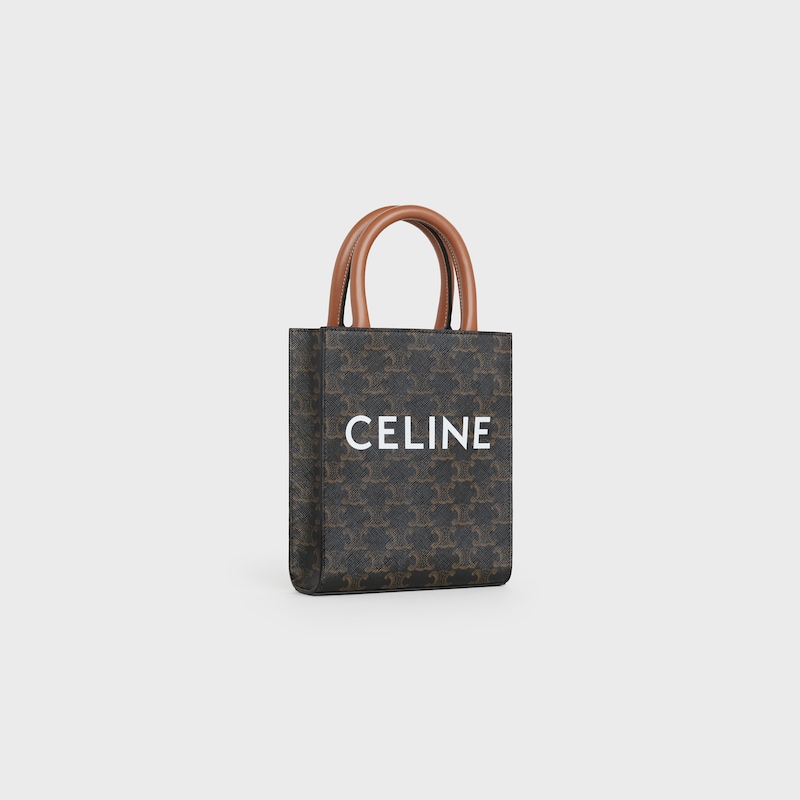 Celine Bolso Cabas Vertical Mini De Lona Triomphe Y Piel De Becerro Con Estampado Celine