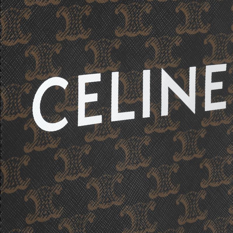 Celine Bolso Cabas Vertical Mini De Lona Triomphe Y Piel De Becerro Con Estampado Celine