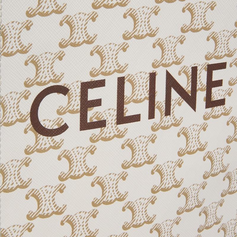Celine Bolso Cabas Vertical Mini De Lona Triomphe Y Piel De Becerro Con Estampado Celine