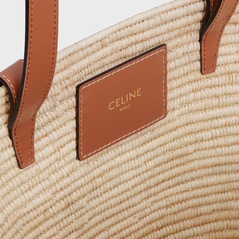 Celine BOLSO CELINE CLASSIC PANIER PEQUEÑO CON TRIOMPHE TRENZADO DE RAFIA Y PIEL DE BECERRO