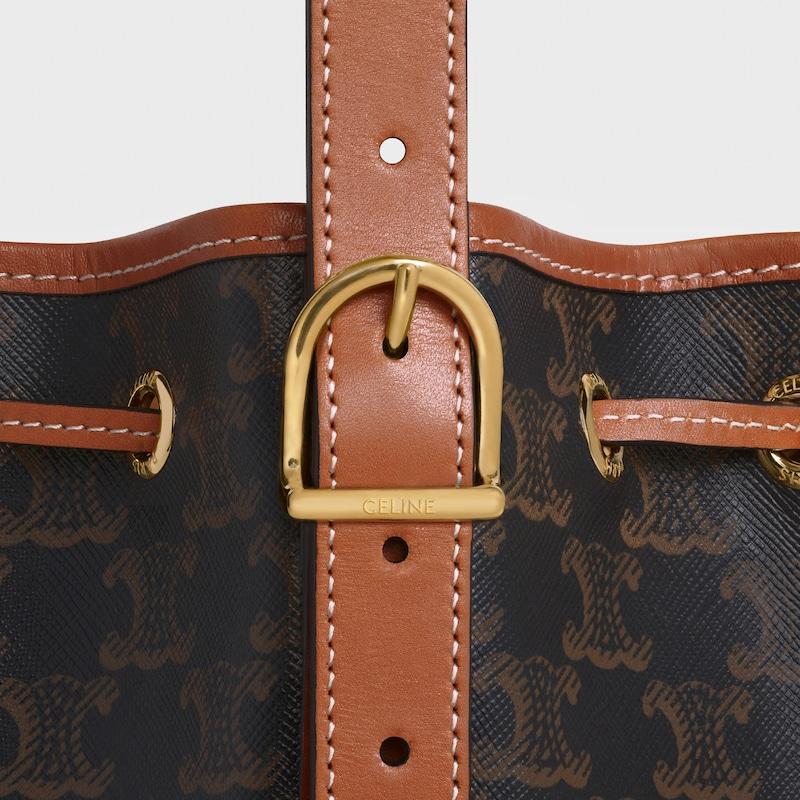 Celine Bolso Con Cordón Ajustable Pequeño De Lona Triomphe Y Piel De Becerro