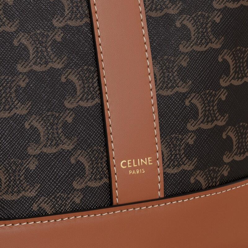 Celine Bolso Cubo Pequeño De Lona Triomphe Y Piel De Becerro
