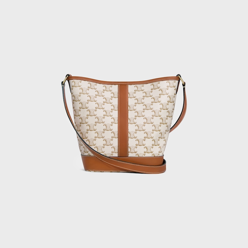 Celine Bolso Cubo Pequeño De Lona Triomphe Y Piel De Becerro