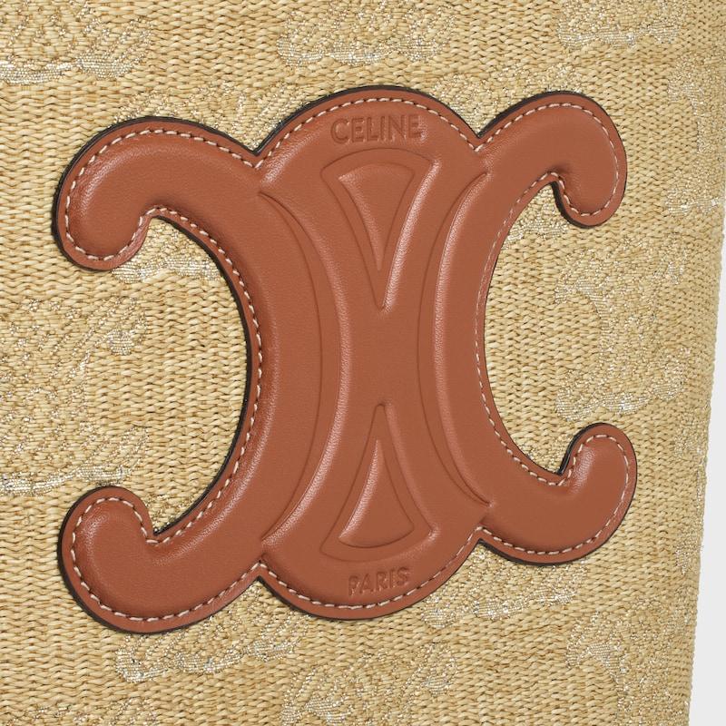 Celine BOLSO CUBO PEQUEÑO DE PIEL TRIOMPHE DE TEJIDO EFECTO RAFIA CON JACQUARD TRIOMPHE