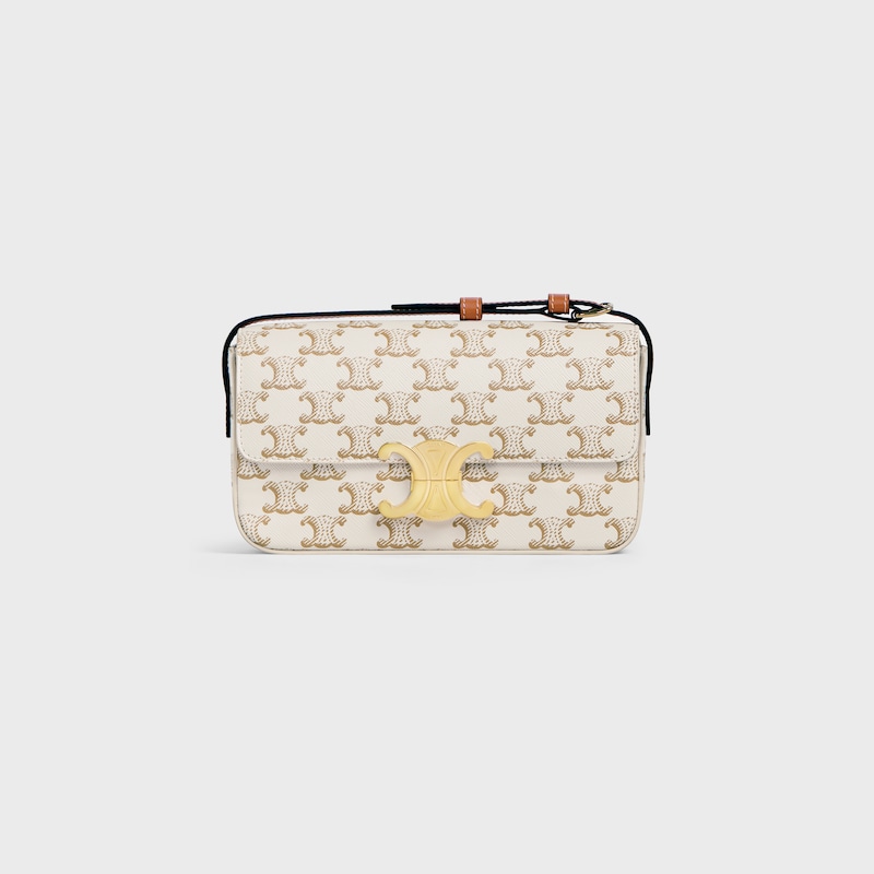 Celine BOLSO DE HOMBRO CLAUDE de piel de becerro y lona Triomphe