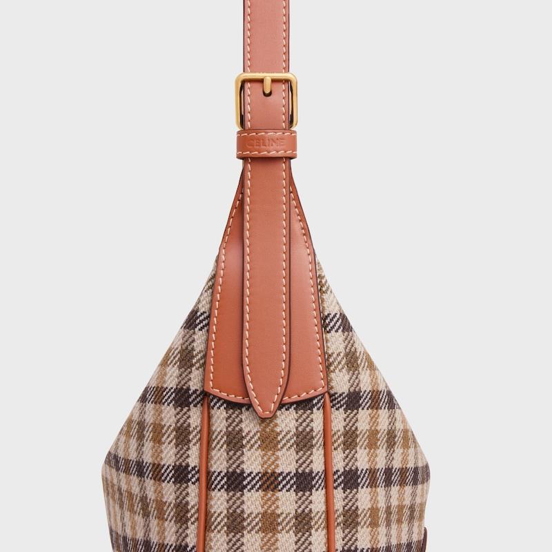 Celine BOLSO HELOÏSE PEQUEÑO DE PIEL TRIOMPHE DE TEJIDO TARTÁN Y PIEL DE BECERRO