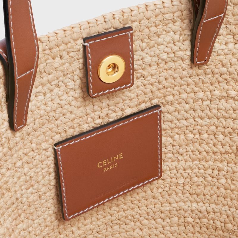 Celine BOLSO NANO CELINE CLASSIC PANIER FLEXIBLE DE RAFIA Y PIEL DE BECERRO