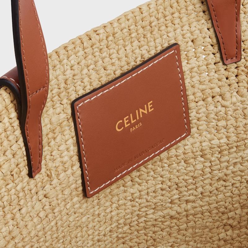 Celine BOLSO TEEN CELINE CLASSIC PANIER FLEXIBLE DE RAFIA Y PIEL DE BECERRO