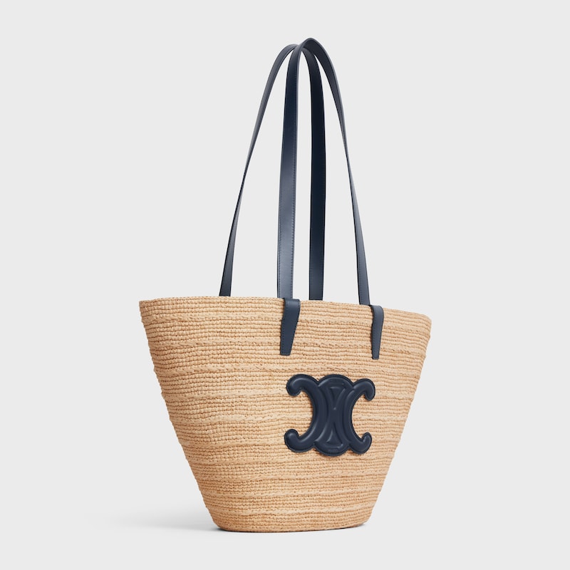 Celine BOLSO TRIOMPHE CELINE CLASSIC PANIER MEDIANO DE RAFIA Y PIEL DE BECERRO