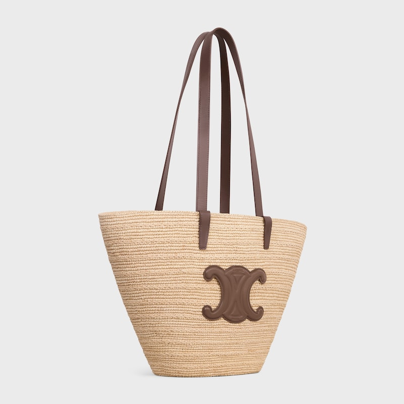 Celine BOLSO TRIOMPHE CELINE CLASSIC PANIER MEDIANO DE RAFIA Y PIEL DE BECERRO
