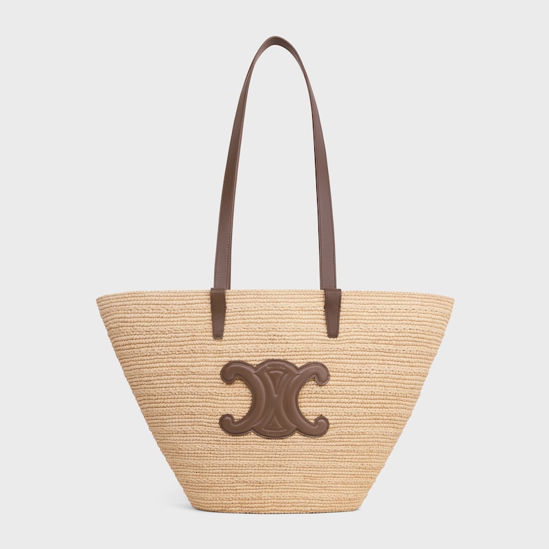 Celine BOLSO TRIOMPHE CELINE CLASSIC PANIER MEDIANO DE RAFIA Y PIEL DE BECERRO