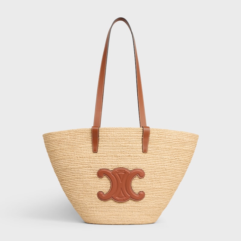 Celine BOLSO TRIOMPHE CELINE CLASSIC PANIER MEDIANO DE RAFIA Y PIEL DE BECERRO