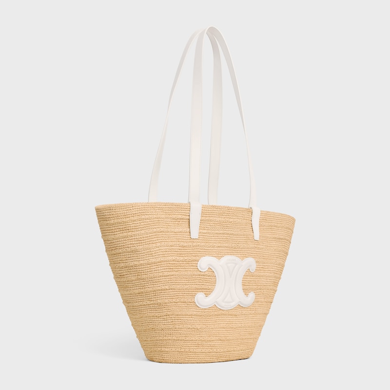Celine BOLSO TRIOMPHE CELINE CLASSIC PANIER MEDIANO DE RAFIA Y PIEL DE BECERRO