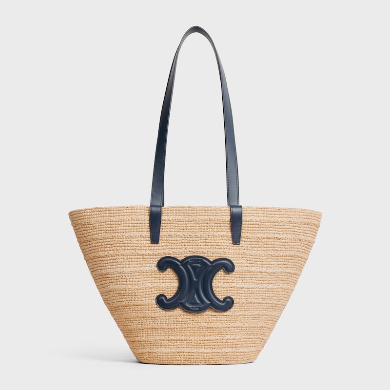 Celine BOLSO TRIOMPHE CELINE CLASSIC PANIER MEDIANO DE RAFIA Y PIEL DE BECERRO