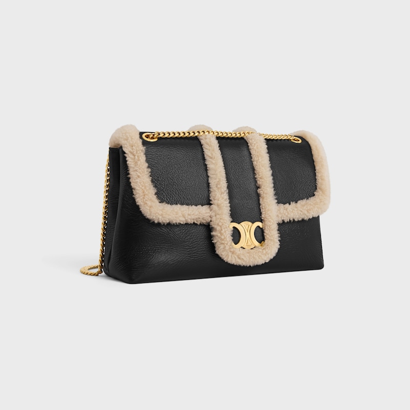 Celine BOLSO VICTOIRE CELINE GRANDE DE PIEL DE CORDERO FRUNCIDA Y PIEL DE BORREGO