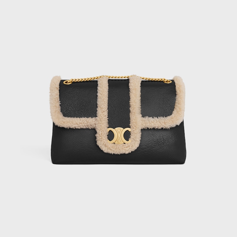 Celine BOLSO VICTOIRE CELINE GRANDE DE PIEL DE CORDERO FRUNCIDA Y PIEL DE BORREGO