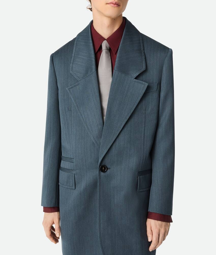 Bottega Veneta Abrigo De Lana Con Un Discreto Motivo Chevron