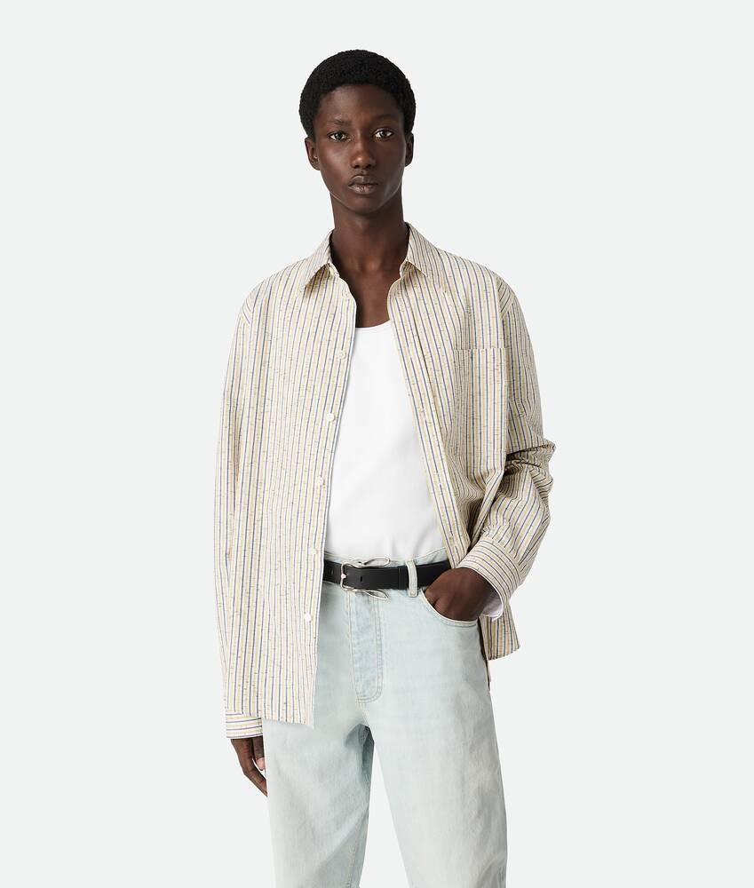 Bottega Veneta Camisa a rayas de algodón y lino