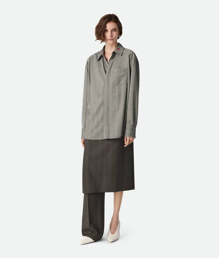 Bottega Veneta Camisa de lana con rayas discretas