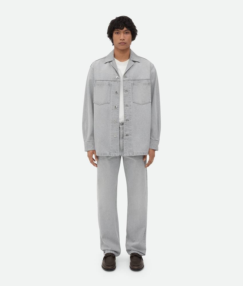 Bottega Veneta Camisa Denim Con Lavado Light Grey