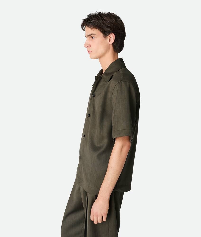 Bottega Veneta Camisa De Lana Con Un Discreto Motivo Chevron