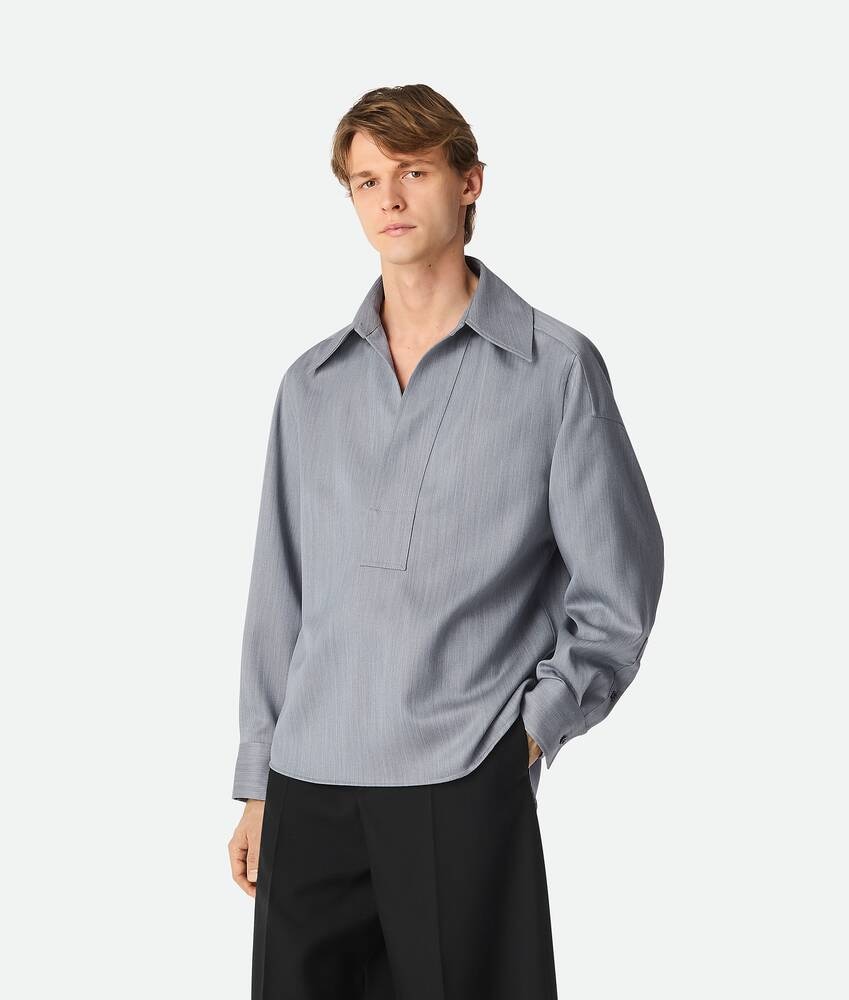 Bottega Veneta Camisa De Lana Con Un Discreto Motivo Chevron