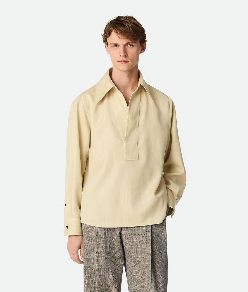 Bottega Veneta Camisa de lana con un discreto motivo chevron