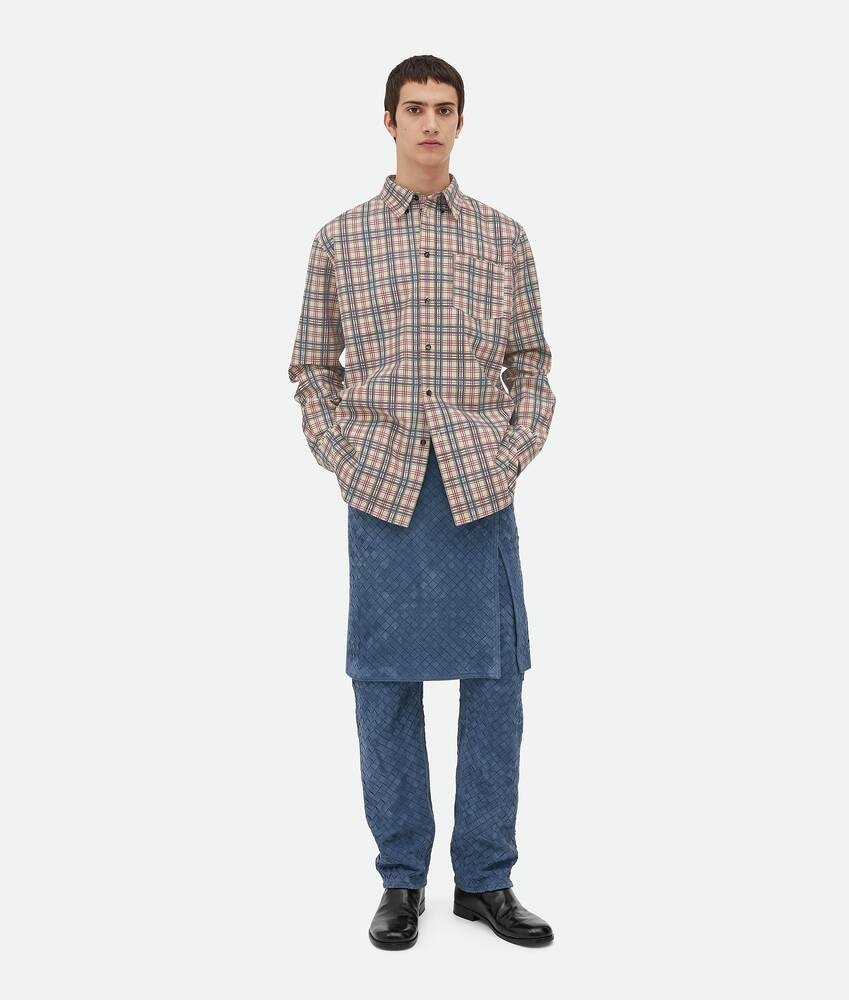 Bottega Veneta Camisa de piel con estampado de cuadros