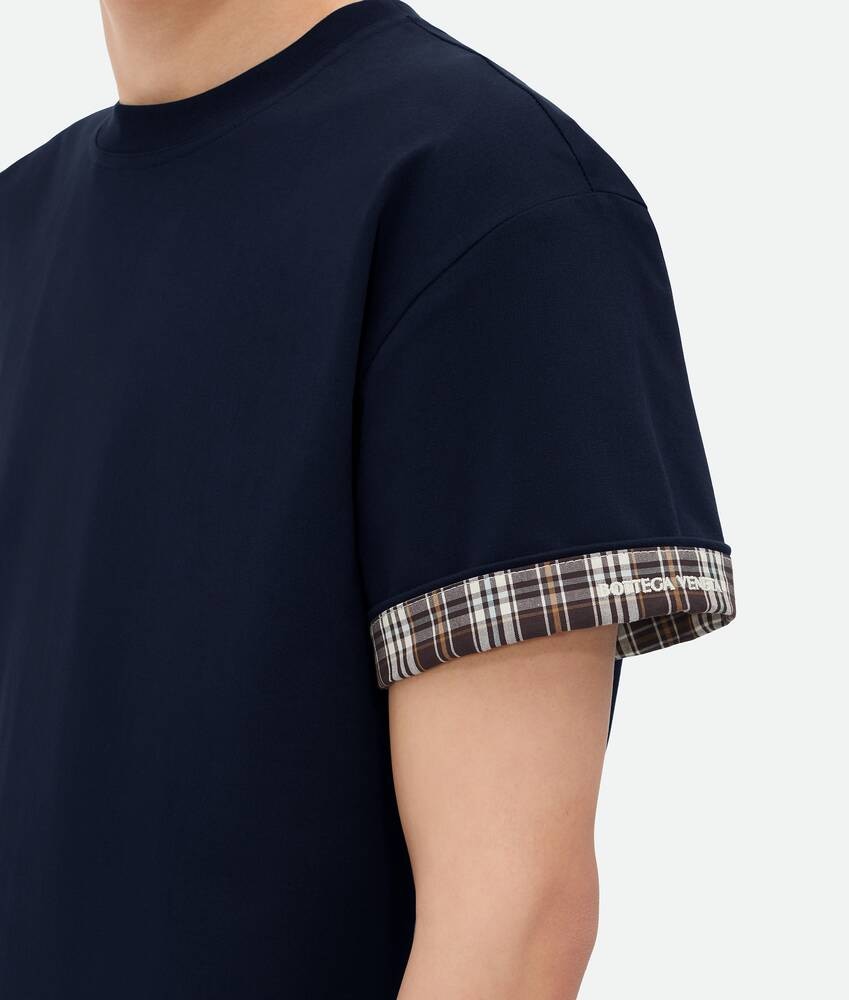 Bottega Veneta Camiseta De Algodón De Doble Capa A Cuadros