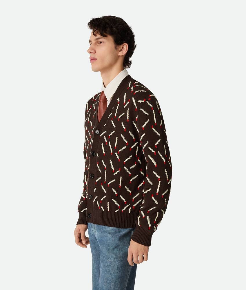Bottega Veneta Cárdigan De Jacquard De Algodón Con Motivo De Fósforos