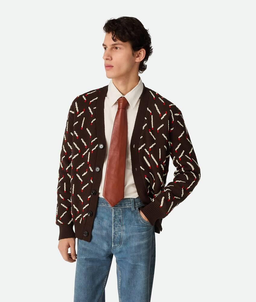 Bottega Veneta Cárdigan De Jacquard De Algodón Con Motivo De Fósforos