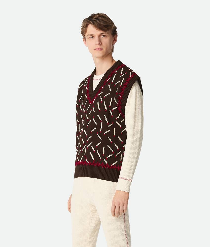 Bottega Veneta Chaleco De Jacquard De Algodón Con Motivo De Fósforos