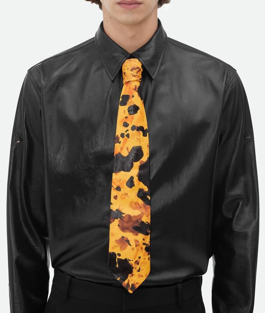 Bottega Veneta Corbata De Piel Con Estampado De Caparazón De Tortuga