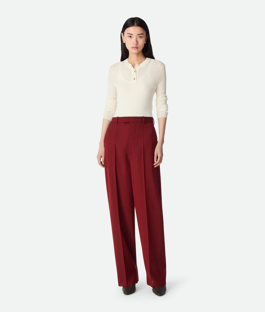 Bottega Veneta Pantalones Anchos De Lana Con Rayas Discretas