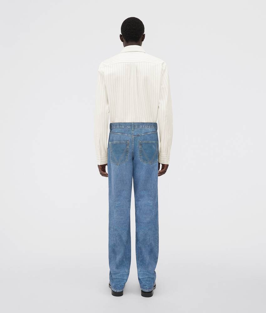 Bottega Veneta Pantalones De Piel Estampados Con Efecto Denim