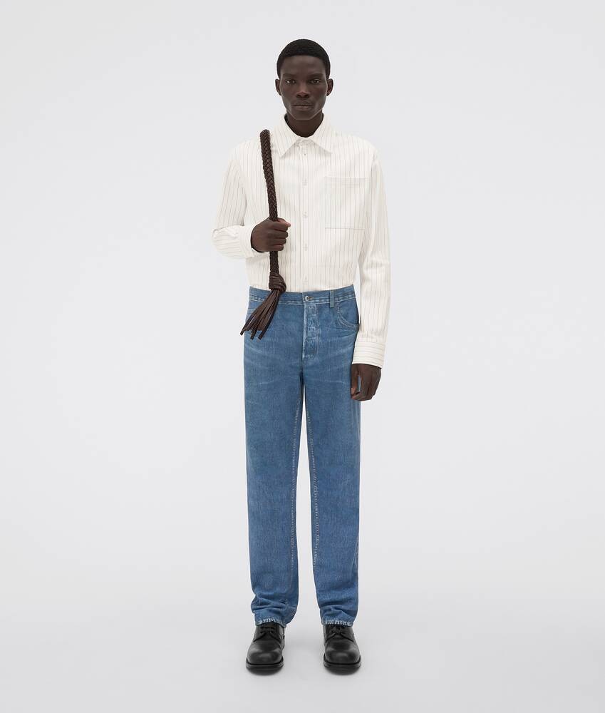 Bottega Veneta Pantalones De Piel Estampados Con Efecto Denim