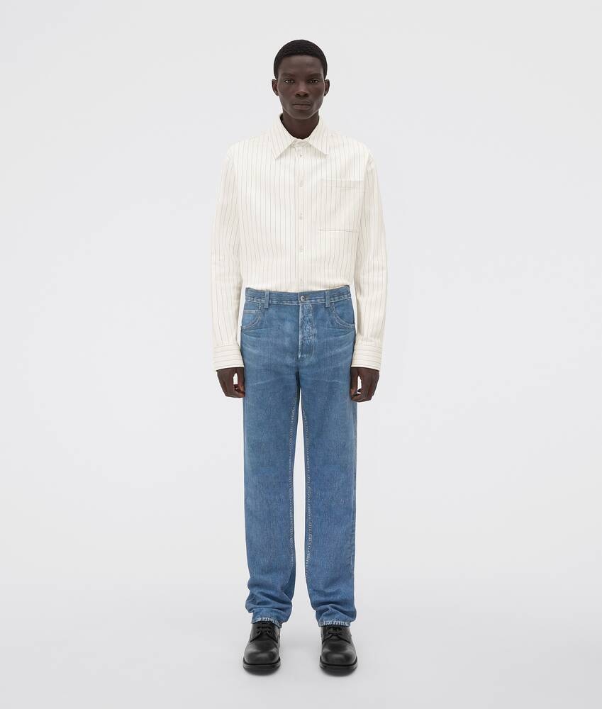 Bottega Veneta Pantalones De Piel Estampados Con Efecto Denim