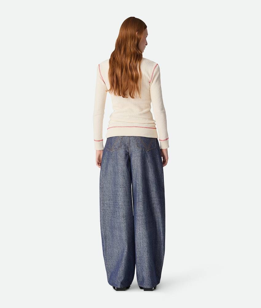 Bottega Veneta Pantalones Wide Leg De Jacquard De Denim