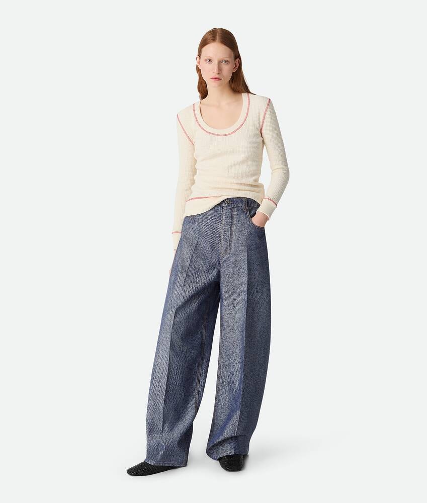 Bottega Veneta Pantalones Wide Leg de jacquard de denim
