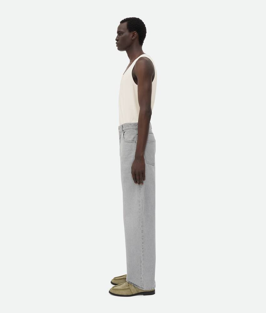 Bottega Veneta Pantalones Wide Leg Denim Con Lavado Light Grey
