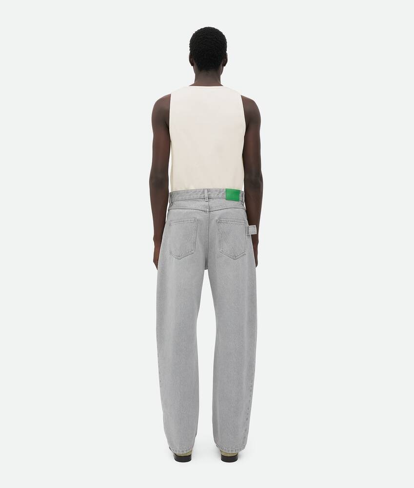 Bottega Veneta Pantalones Wide Leg Denim Con Lavado Light Grey