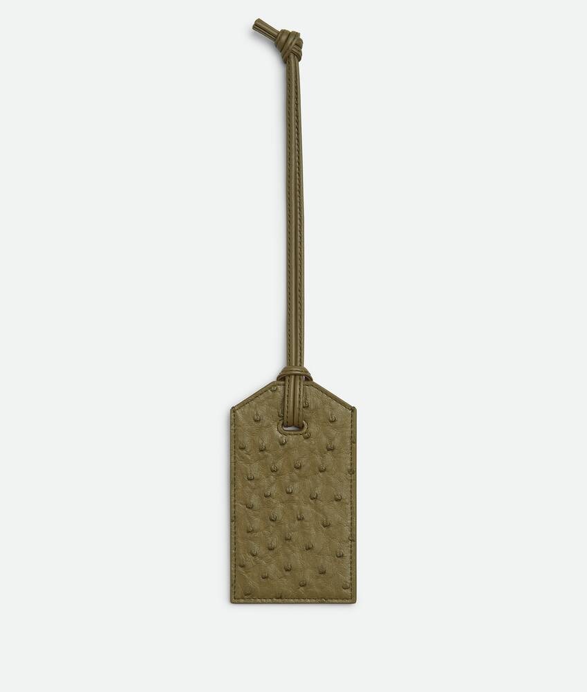 Bottega Veneta Portaetiquetas de equipaje de piel de avestruz con correa