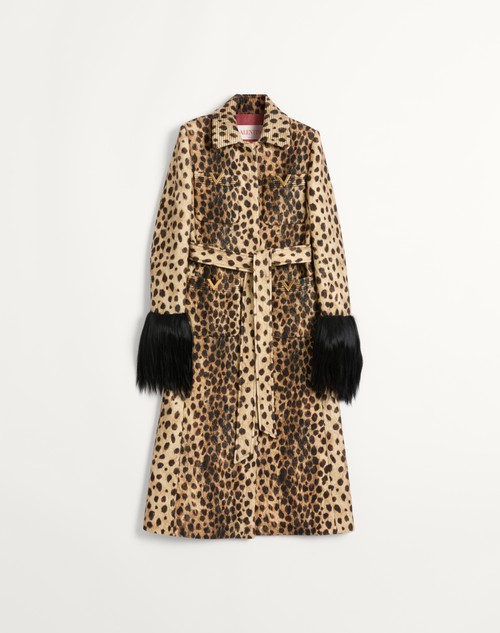 Valentino ABRIGO DE PAÑO DE LANA ESTAMPADO CON MANCHAS DE JAGUAR