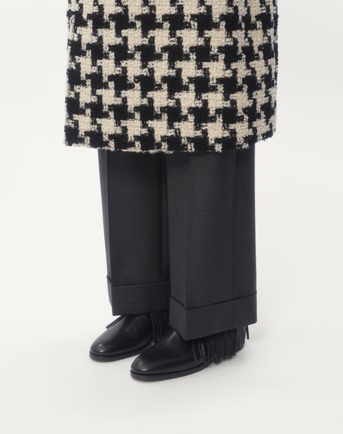 Valentino ABRIGO TIPO TRENCH DE LANA CON FRENTE CRUZADO Y MOTIVO PIED DE COQUE