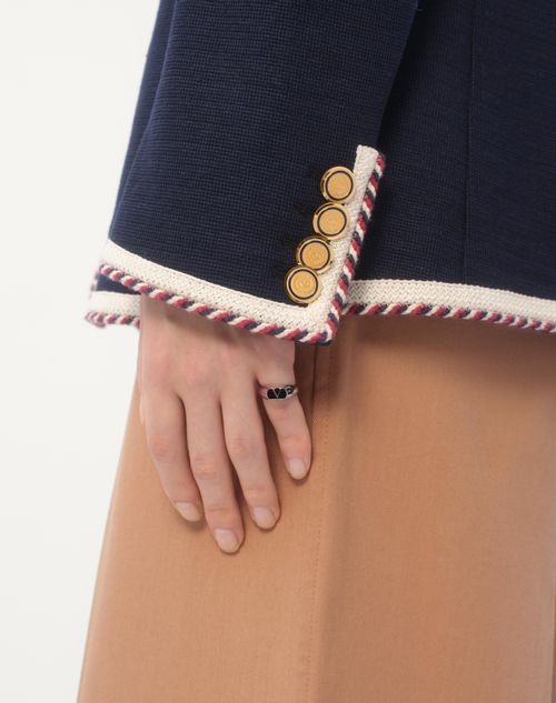 Valentino ANILLO VLOGO SIGNATURE CHEVALIER DE METAL Y ESMALTE