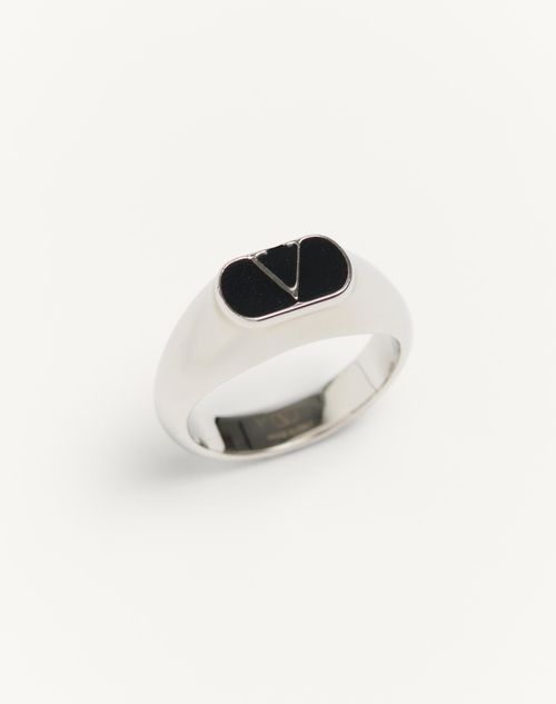 Valentino ANILLO VLOGO SIGNATURE CHEVALIER DE METAL Y ESMALTE