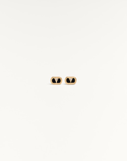 Valentino ARETES VALENTINO GARAVANI OVALETTE DE METAL CON ESMALTE Y CRISTALES